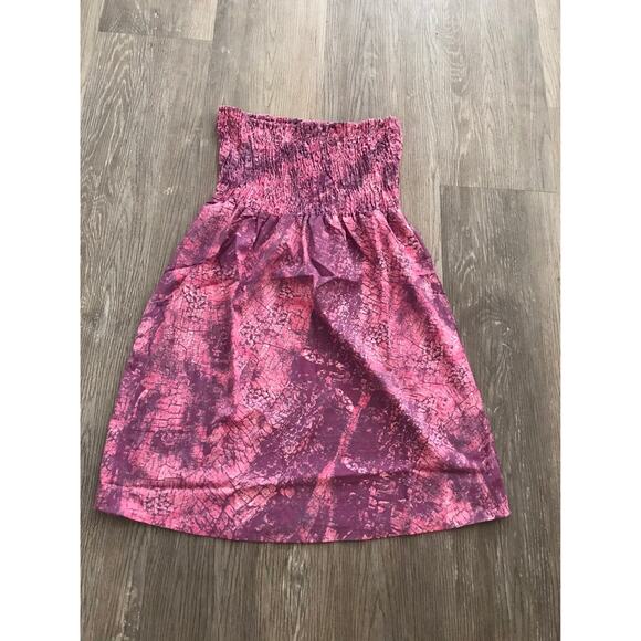 New! Manhattan-Blue Woman's Pink Tie-Dye Strapless Mini Dress Small - Picture 4 of 6